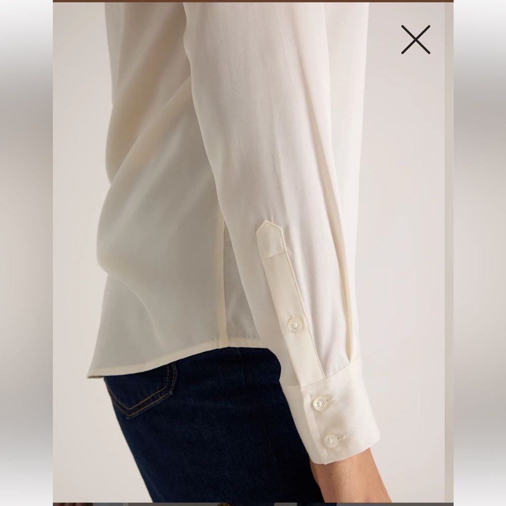 Quince Cream Washable Silk Button-Down Shirt - Picture 6 of 11